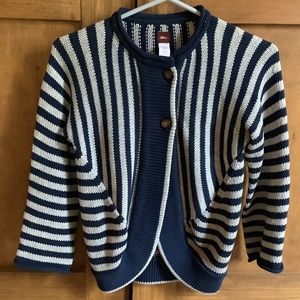Tea collection Sweater 8 10 L cotton gray blue stripes stripe gray blue navy
